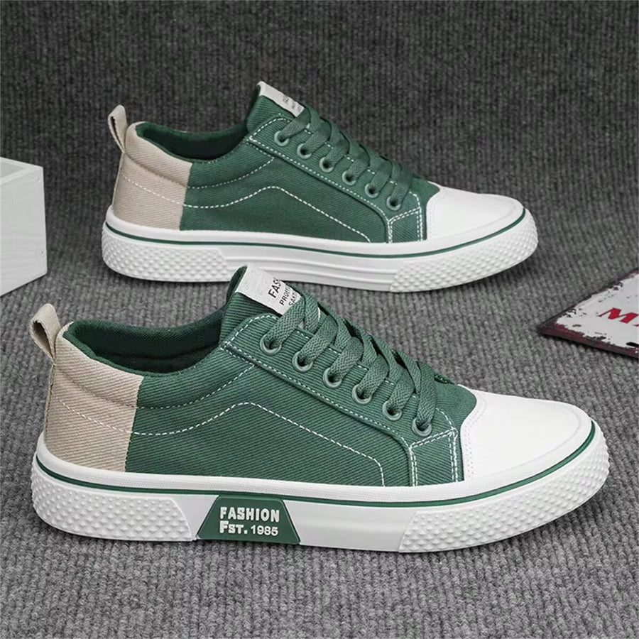 Men's Casual Canvas Shoes - Breathable Low-Top Lace-Up Shoes, PVC Sole, Fashionable Blue & White Color, Suitable For Casual Wear